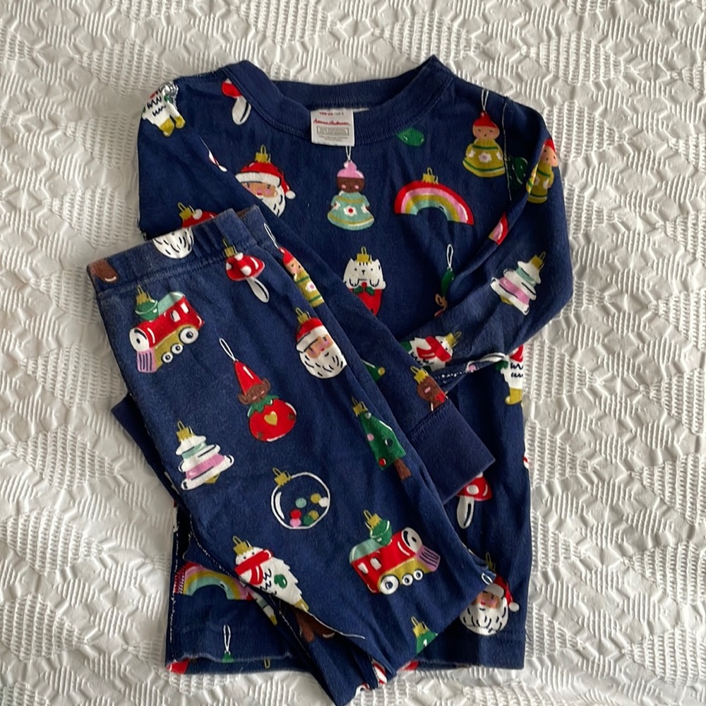 Hanna Andersson Christmas Ornament Pajama Long John Set Size 4